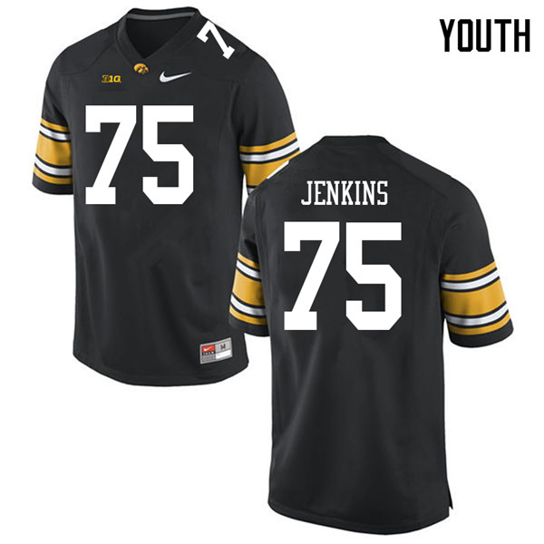 Youth #75 Jeff Jenkins Iowa Hawkeyes College Football Jerseys Sale-Black